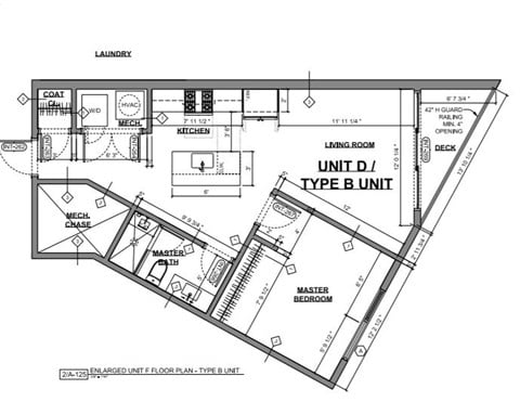 Floor plan for 1 bed, 1 bath, 667 sqft